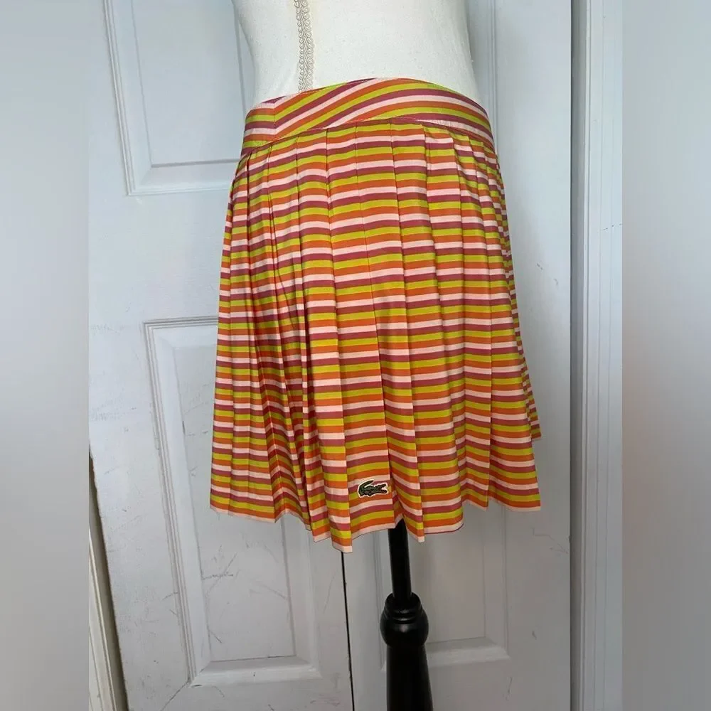 Y2K Lacoste Striped Accordion Skirt